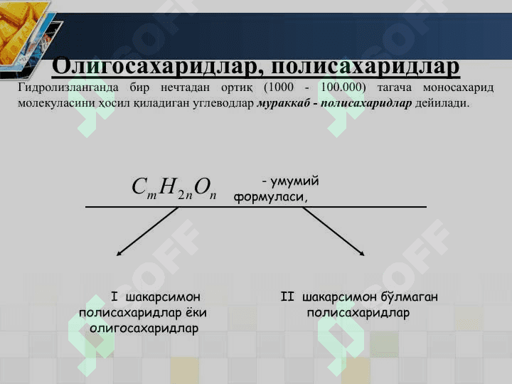 ОЛИГО - ВА ПОЛИСАХАРИДЛАР 2