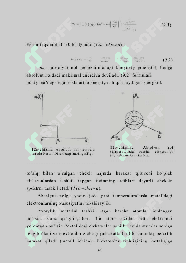 Past temperaturalarda metallardagi elektronli gaz 2