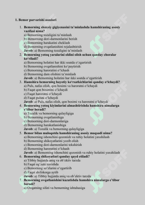 HAMSHIRALIK ISHI FANIDAN MAVZULASHGAN 150 TA TEST 2
