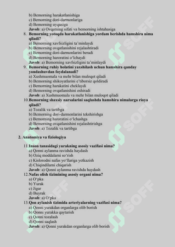 HAMSHIRALIK ISHI FANIDAN MAVZULASHGAN 150 TA TEST 3