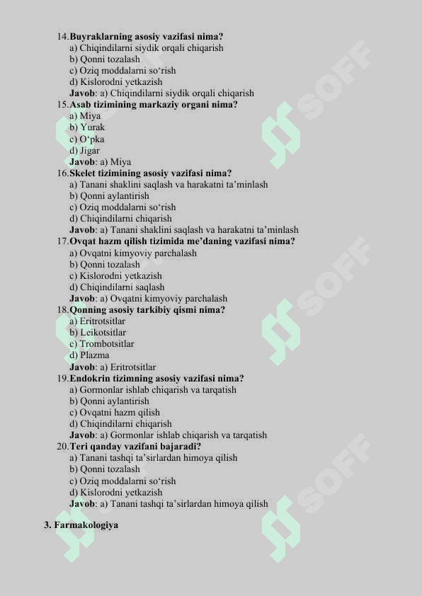 HAMSHIRALIK ISHI FANIDAN MAVZULASHGAN 150 TA TEST 4