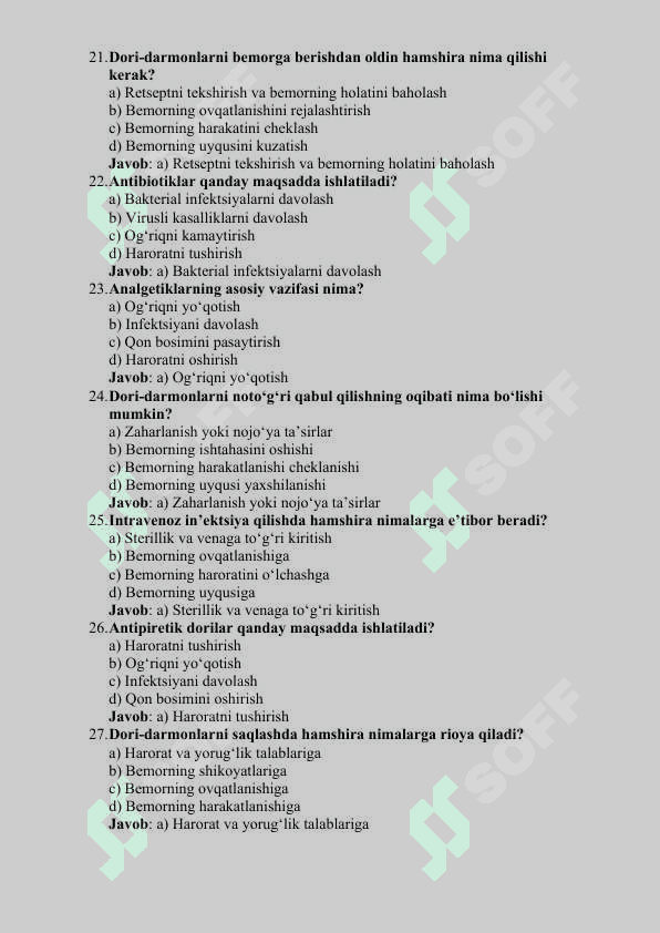 HAMSHIRALIK ISHI FANIDAN MAVZULASHGAN 150 TA TEST 5