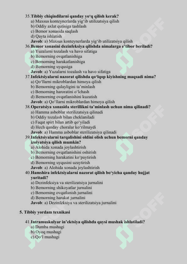 HAMSHIRALIK ISHI FANIDAN MAVZULASHGAN 150 TA TEST 7