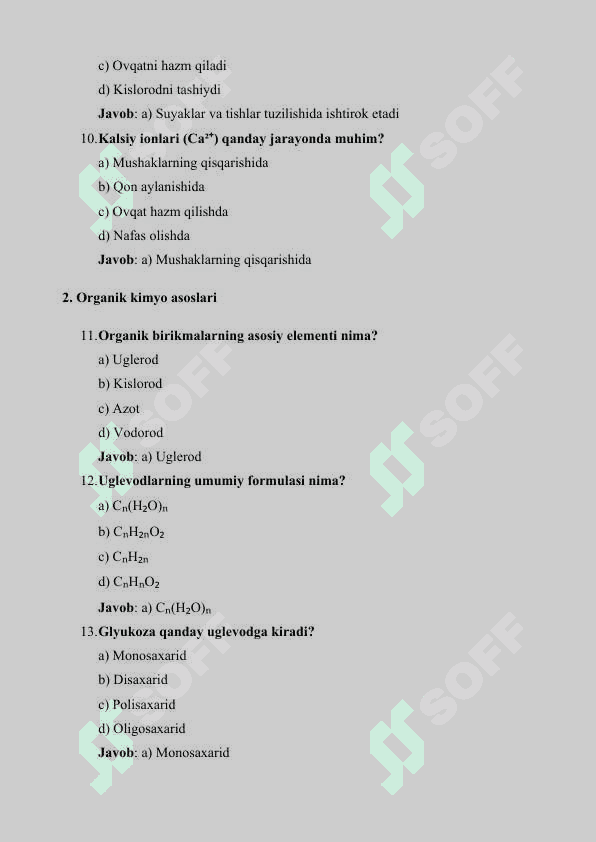 TIBBIY KIMYO FANIDAN 100 TA TEST 4