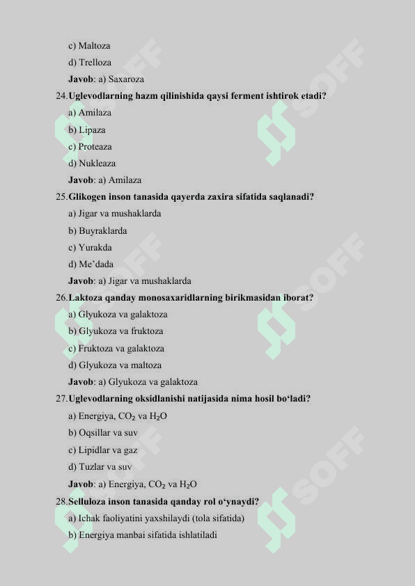 TIBBIY KIMYO FANIDAN 100 TA TEST 7