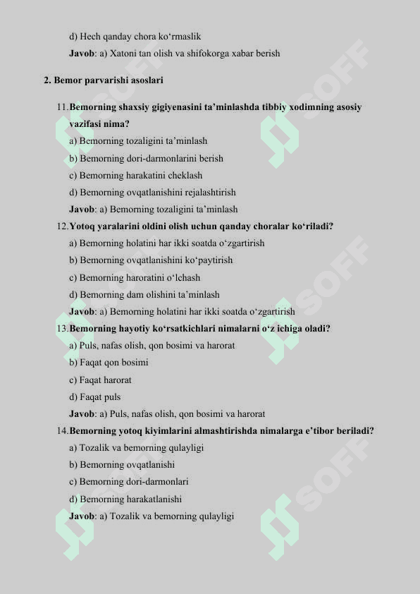 TIBBIYOT KASBIGA KIRISH FANIDAN 100 TA TEST 4