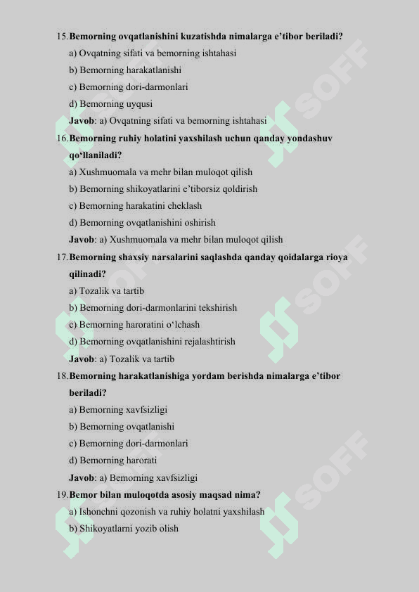 TIBBIYOT KASBIGA KIRISH FANIDAN 100 TA TEST 5
