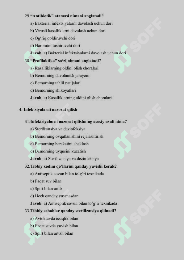 TIBBIYOT KASBIGA KIRISH FANIDAN 100 TA TEST 8