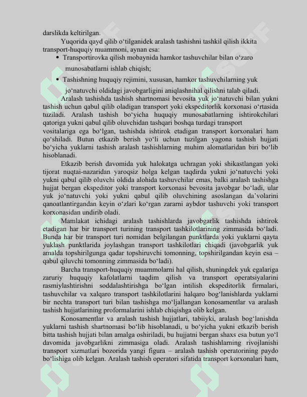 TRANSPORT VOSITALARI TASNIFI 3