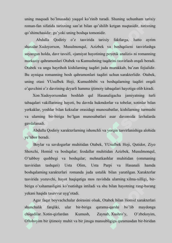 ABDULLA QODIRIYNING «O’TGAN KUNLAR» ROMANINI TAHLILI 4