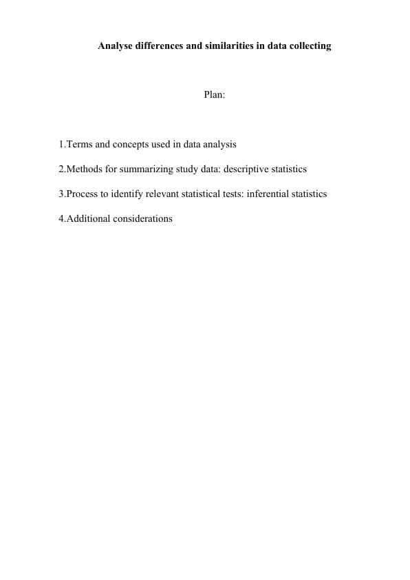 Analyse differences and similarities in data collecting