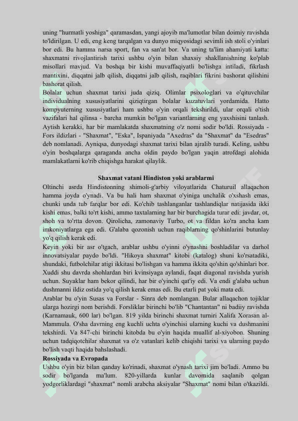 SHAXMAT TARIXI 3