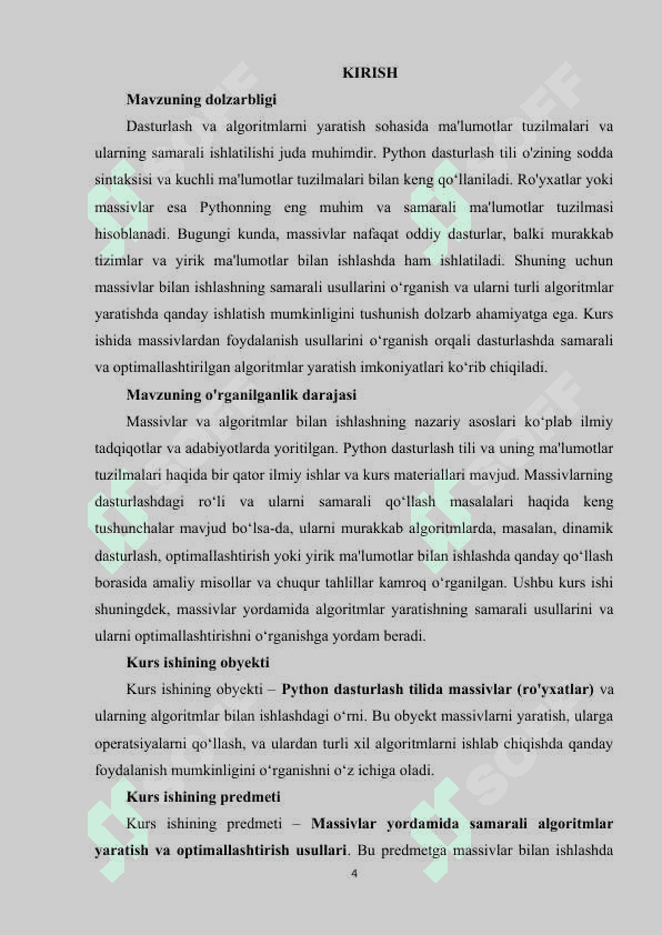 Pythonda algoritmlarni dasturlashda massivlardan foydalanish usullari 3