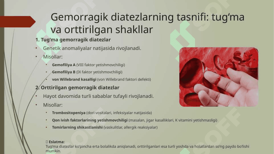 Gemorragik diatezlar haqida ma'lumot va turlari klinikasi 7