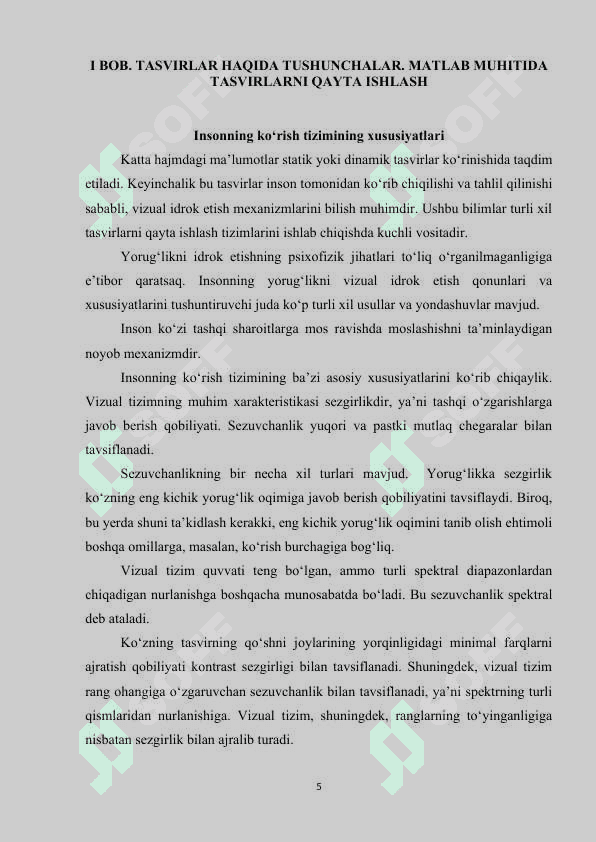 MATLAB MUHITIDA TASVIRLARNI QAYTA ISHLASHNING USULLARI 4