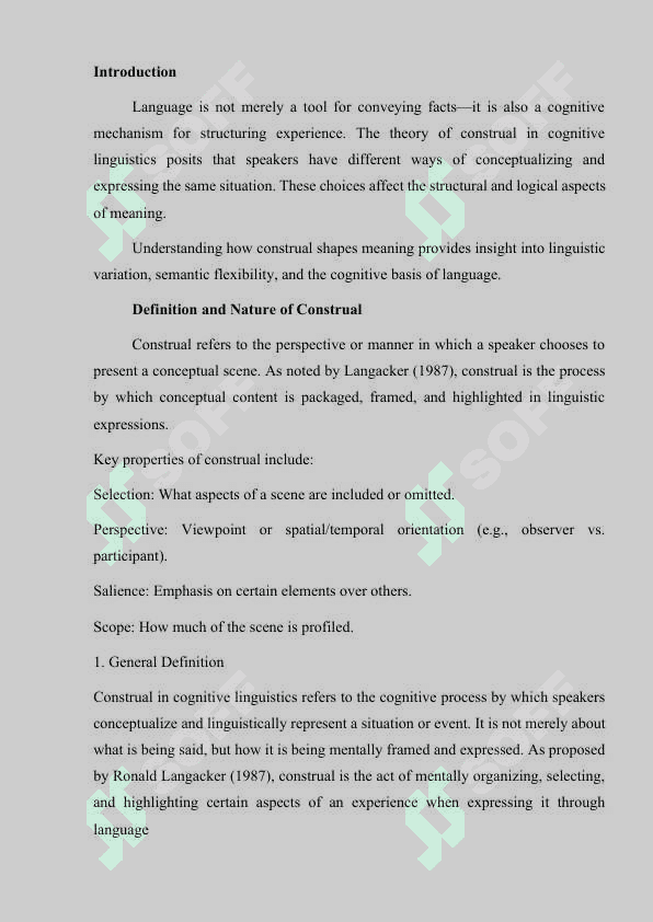 : Construal. Structural and Logical Aspects of Meaning 2