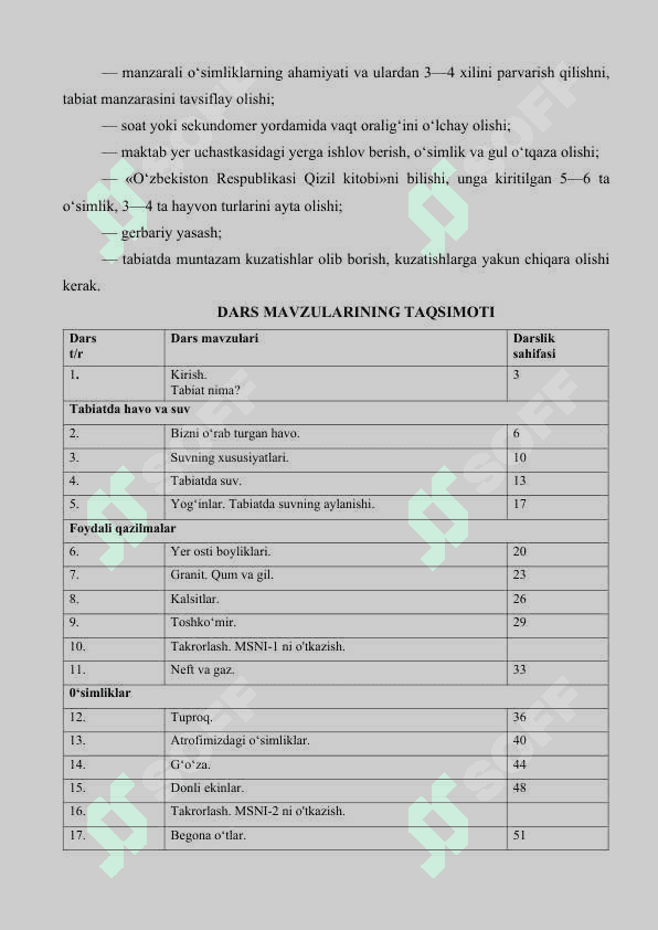 3- sinf  TABIATSHUNOSLIK O‘QUV FANI DASTURI 4