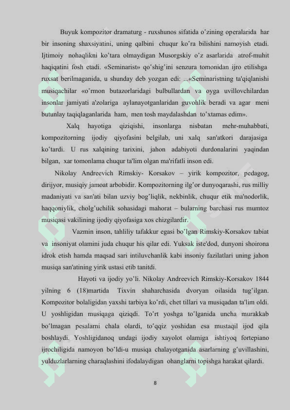 Vokal turkumlaridagi shakllarning ahamiyati Glinka romanslari misolida 8