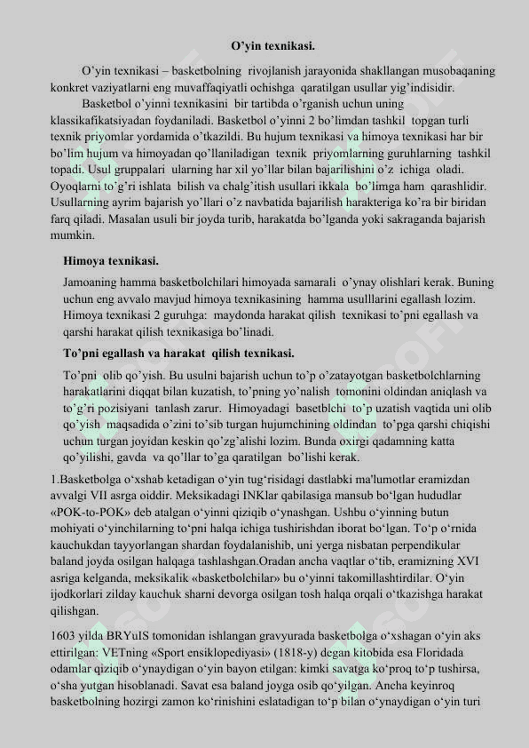 BASKET O’YIN TEXNIKASI VA TAKTIKASINI O’RGATISH 2