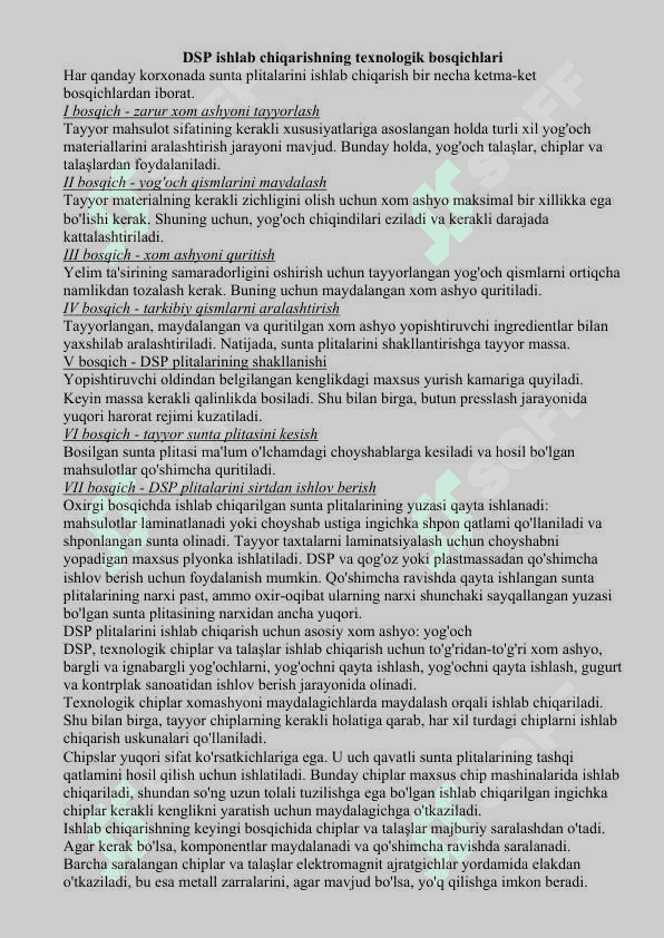DSP ISHLAB CHIQARISH TEXNOLOGIYASI VA BOSQICHLARI 2