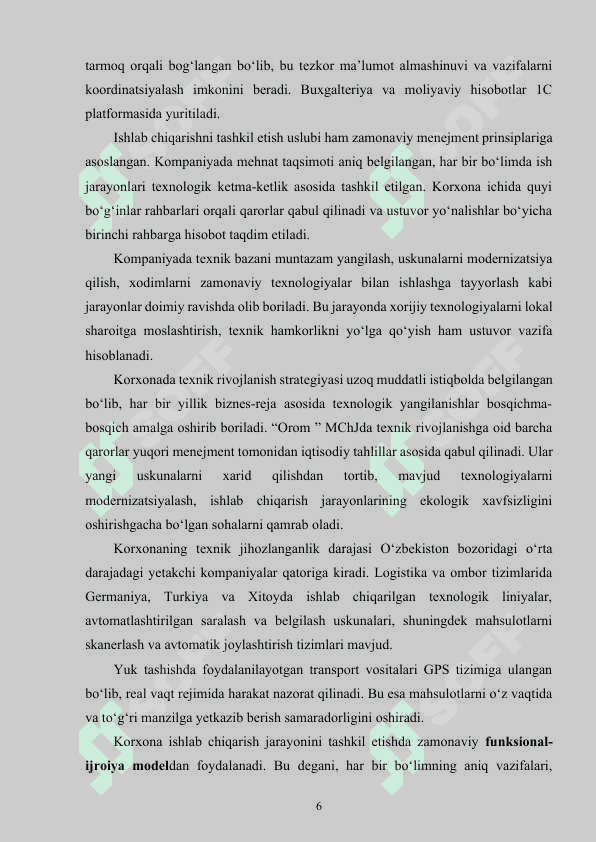 OROM MCHJ  ishlab chiqarish Amalyot hisoboti 5
