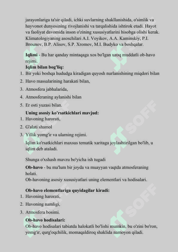 IQLIM HOSIL QILUVCHI ASOSIY OMILLAR 8