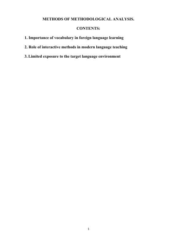 METHODS OF METHODOLOGICAL ANALYSIS.