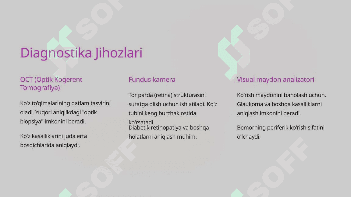 Oftalmologiyada keng qo'llanadigan uskuna va jihozlar 4
