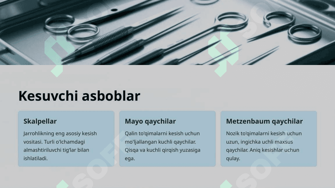 Umumiy jarrohlikda ishlatiladigan kesuvchi-qisqich asboblari 3