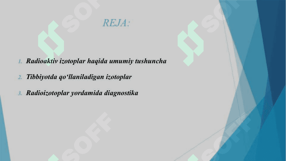 TIBBIYOTDA RADIOAKTIV IZOTOPLARDAN FOYDALANISH 2
