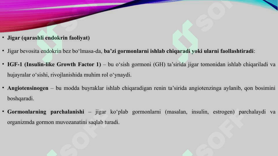 Platsenta, jigar Yuraklarning endokrin faoliyati 4
