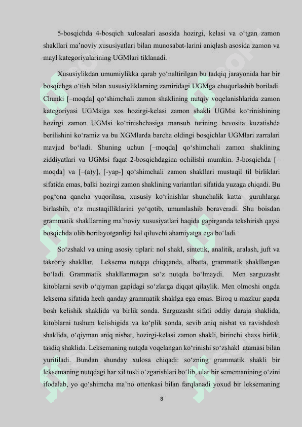 SIFATDOSHLARNING GRAMMATIK SHAKLLARI VA SINTAKTIK VAZIFALARI. 8