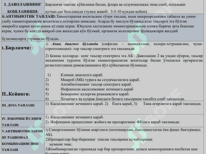 Химиотерапиянинг асосий мезонлари.  Антибиотиклар 6