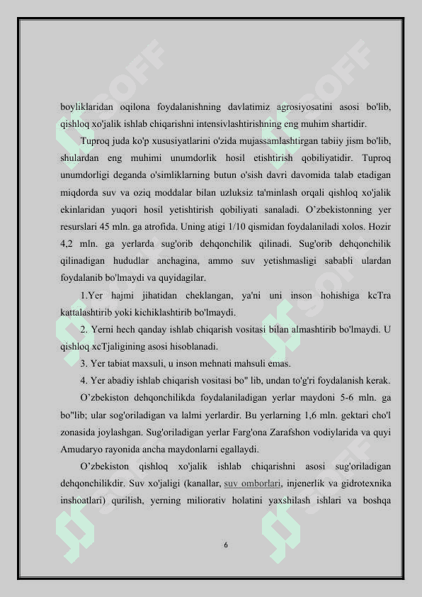 O'zbekistonning iqtisodiy resurslari va ulardan samarali foydalanish muammolari. 5