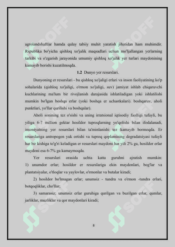 O'zbekistonning iqtisodiy resurslari va ulardan samarali foydalanish muammolari. 7