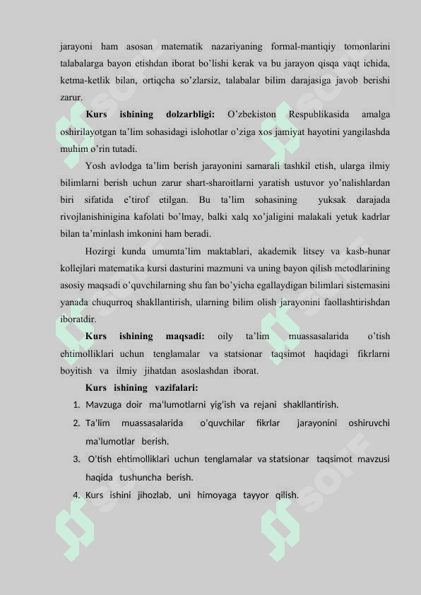 Otish  ehtimolliklari   uchun   tenglamalar.   statsionar    taqsimot 4