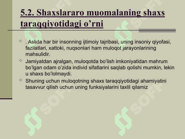 Shaxs insoniy munosabatlar tizimida. Nutq va muomala 6