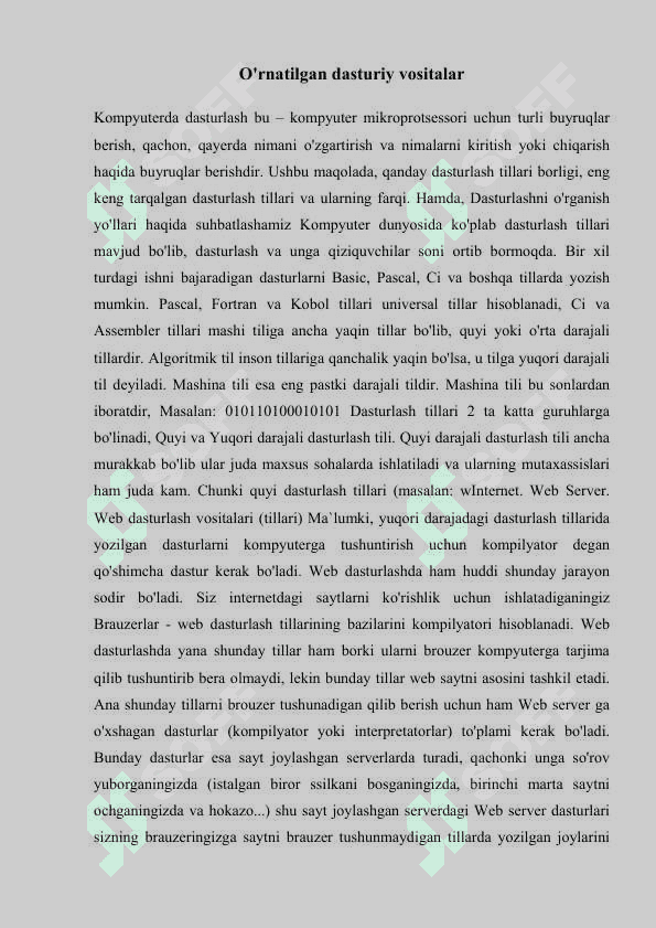 O‘rnatilgan dasturiy vositalar va dasturlash tillari sharhi 3