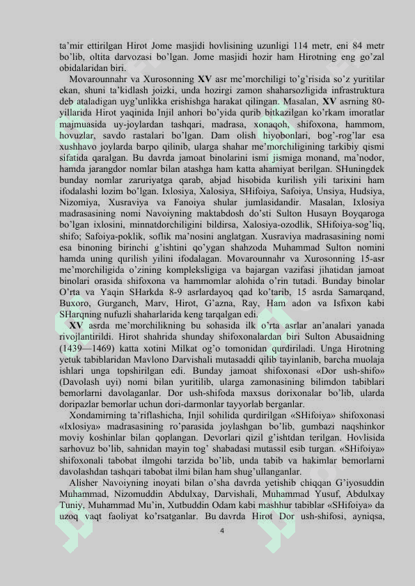 Temuriylar davri me’morchiligi va shaharsozligi 4