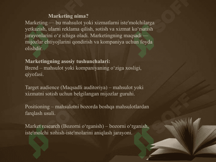 MARKETINGNI O’RGANISH 2