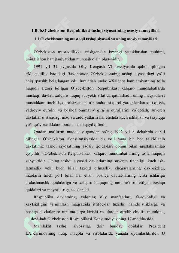 O‘zbekiston Respublikasi tashqi siyosatining asosiy yo’nalishlari 4