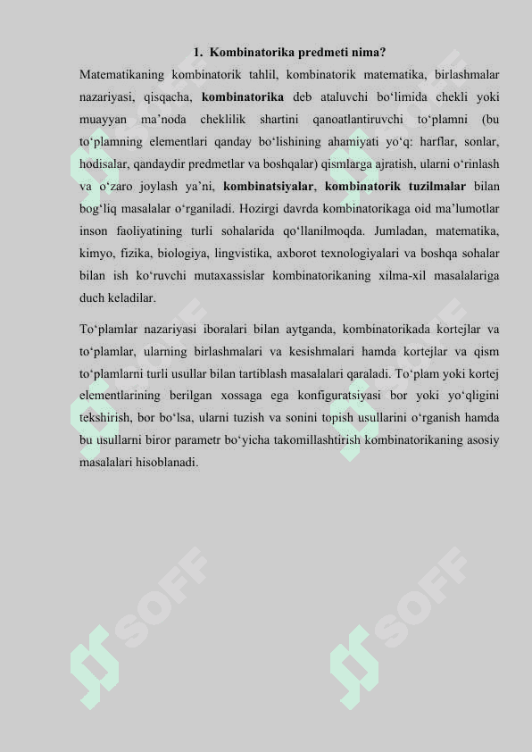 KOMBINATORIKA MAVZUSIDAGI FORMULALAR YORDAMIDA YECHILADIGAN MASALALAR TUZISH 2