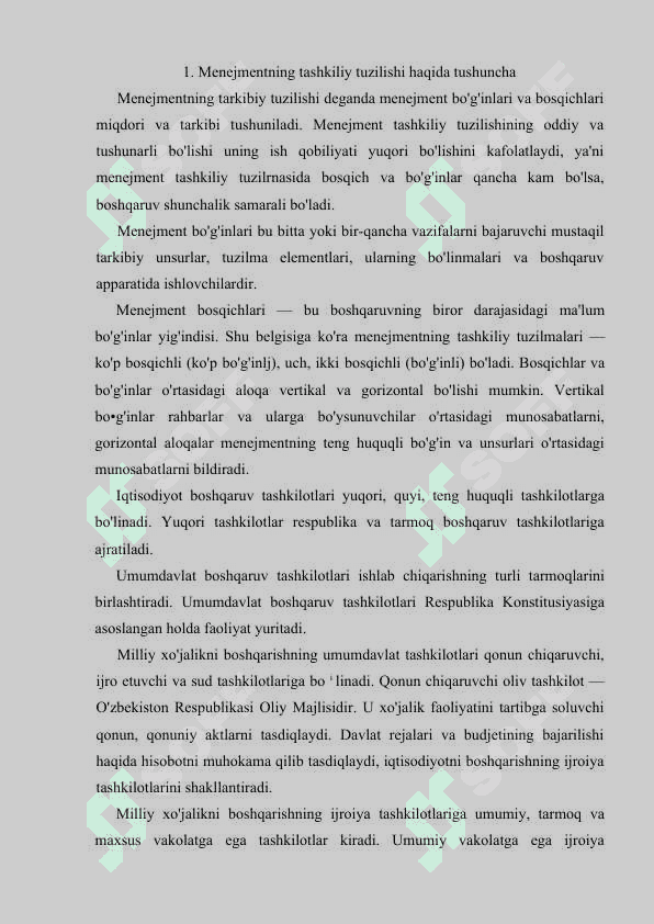 MENEJMENTNING TASHKILIY TUZILISHI 2