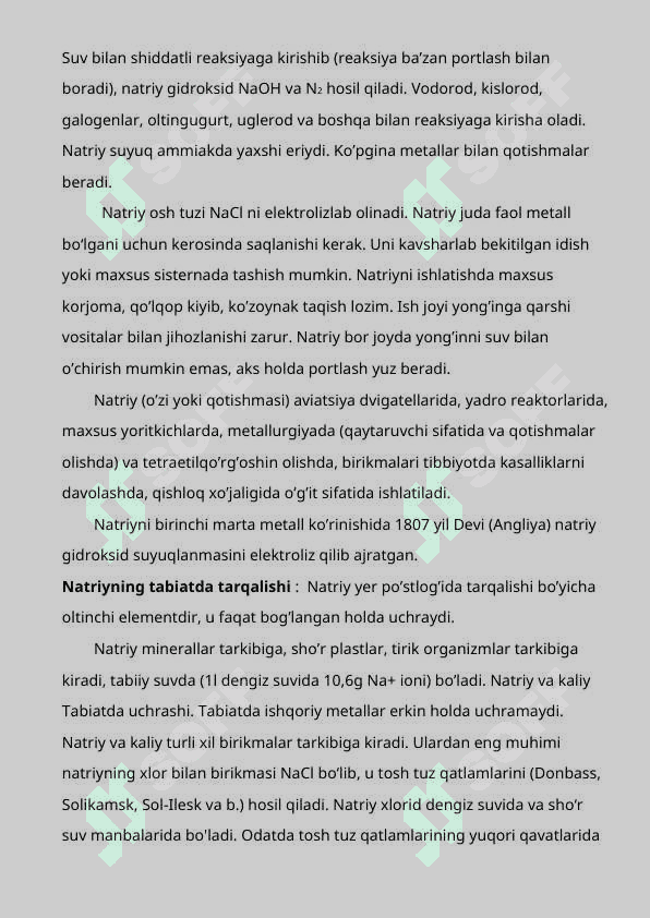 Natriy gidroksidning olinishi va xossalari 3