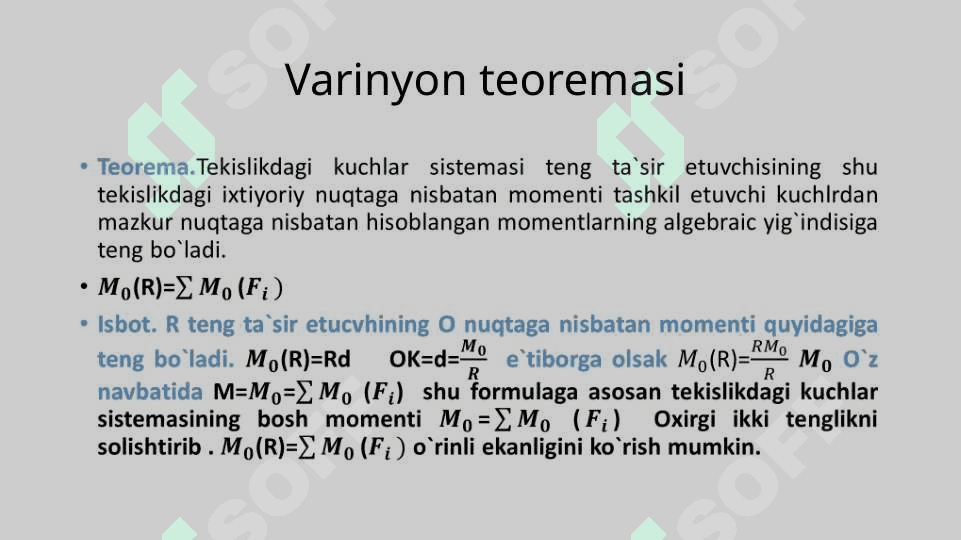 Tekislikdagi kuchlar sistemasining muvozanat sharti 2