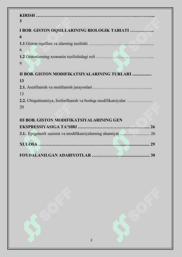 Giston oqsillarining modifikatsiyalari 2
