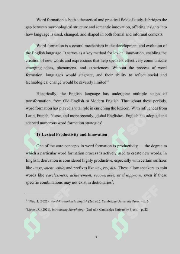 The types of word formation and their classification 7