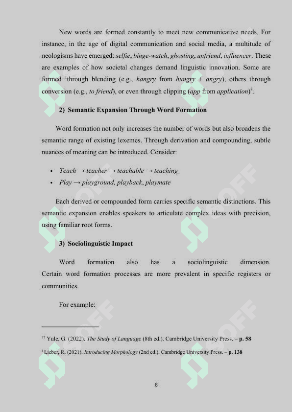 The types of word formation and their classification 8