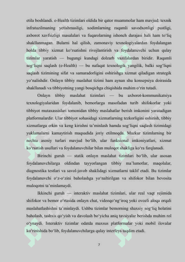 Online tibbiy maslahat olish tizimi 7