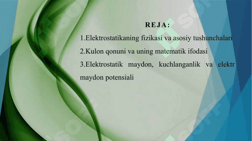 Elektrostatika asoslari. Kulon qonuni. 2